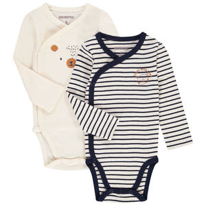 Lot de 2 bodies manches longues en coton pour bébé garçon 