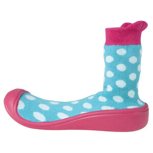 Chaussons chaussettes imprimé pois et semelle gomme 