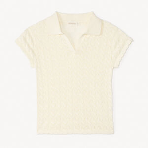 Pull manches courtes uni en tricot ajouré fille 