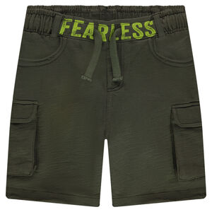 Bermuda en molleton léger avec poches et inscription printée 