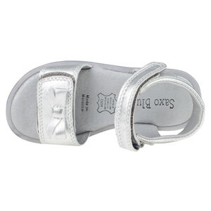 Nu-pieds argentés en cuir à double scratch et noeud du 28 au 35 