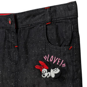Jean effet used à pois et broderie Minnie Disney 