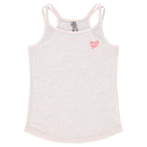 Débardeur côtelé en jersey slub avec coeur pailleté printé 