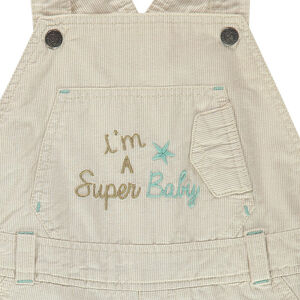 Salopette short en coton fantaisie avec inscription brodée devant 