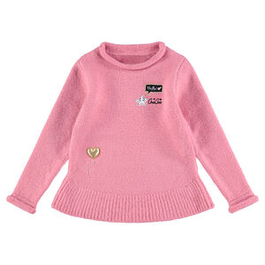 Pull en tricot doux forme évasée avec motifs fantaisie 