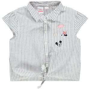 Chemise manches courtes à rayures et patchs Mickey Minnie Disney 