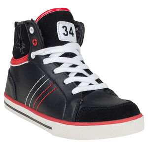 Baskets montantes à lacets et zip vace patch plastifié 