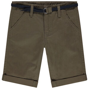 Bermuda en coton uni avec ceinture ajustable 