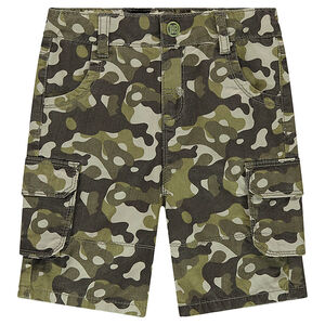 Bermuda en twill motif army avec poches à rabat 