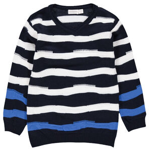 Pull en tricot avec rayures contrastées en jacquard 