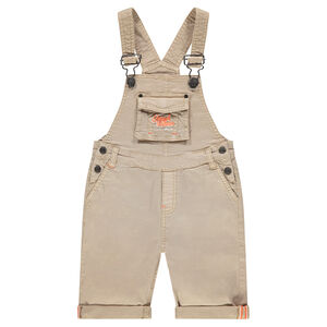 Salopette courte en coton surteint avec poche et broderies 