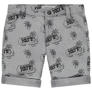 Bermuda effet chiné à palmiers et inscriptions all-over 