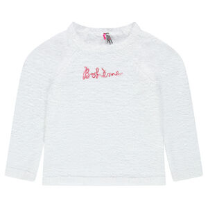 Pull en tricot fantaisie avec inscription en cordelette 