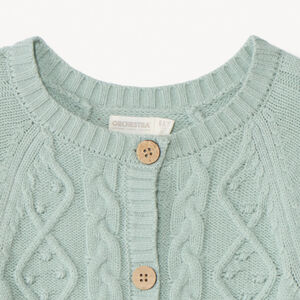 Gilet tricot uni avec torsade fantaisie fille 