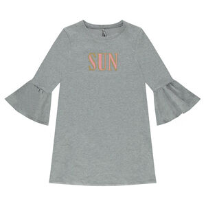 Robe en molleton avec manches volantées et mot printé 