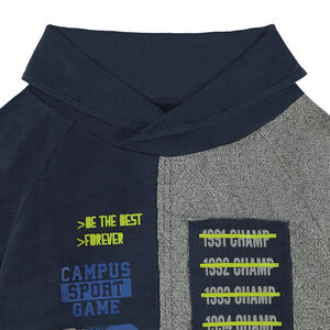 Junior - Tee-shirt manches longues bicolore avec badges et inscription 