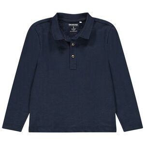Polo manches longues uni en coton bio 