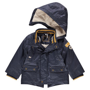 Parka enduite avec doublure en sherpa et poches 