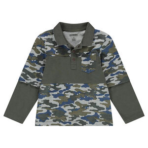 Polo effet 2 en 1 avec motif army et poche 