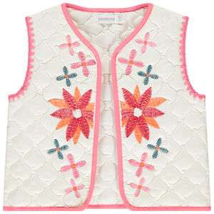 Gilet sans manches en voile brodé fantaisie fille 