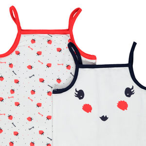 Lot de 5 bodies à fines bretelles print pois et fraises 