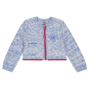 Gilet en fil chiné pailleté avec broderie main 