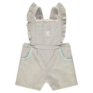 Salopette en coton et lin avec biais fantaisie 