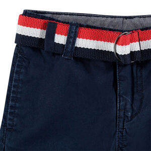 Bermuda en coton surteint avec ceinture tricolore 