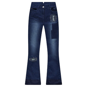 Junior - Jeans flare effet used fantaisie 