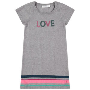 Robe en tricot manches courtes avec message en sequins 