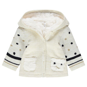 Veste à capuche en tricot avec motifs graphiques doublé sherpa 