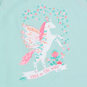 Pyjama court à licorne et fleurs imprimées 