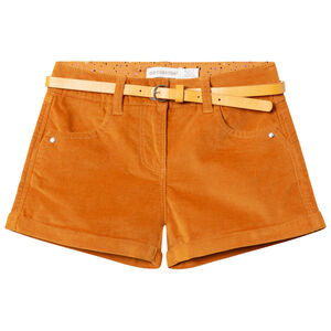 Short en velours uni avec ceinture amovible 