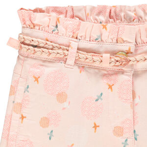 Short en toile imprimé à ceinture tressée 