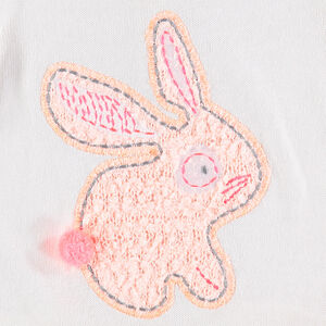 Pull en tricot avec lapin brodé et empiècements en dentelle 