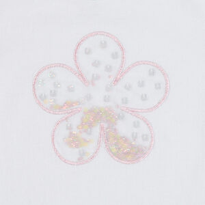 Tee-shirt manches longues avec fleur en tulle et sequins libres 