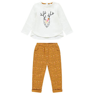 Jogging avec sweat print faon et pantalon imprimé coeurs 