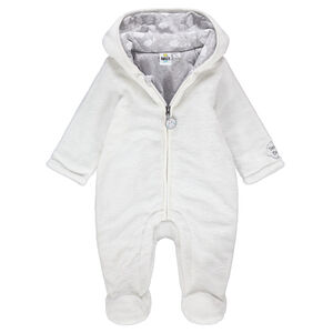 Combi-pilote en sherpa avec ouverture zippée et badge Smiley 