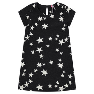 Robe manches courtées en maille fantaisie avec étoiles contrastées 