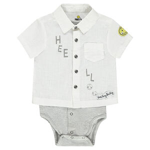 Body manches courtes effet 2 en 1 style chemise Smiley 