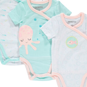 Lot de 5 bodies manches courtes en coton avec motifs imprimés 