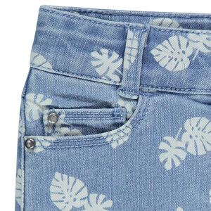 Jupe en jeans imprimé feuilles 