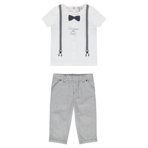 Ensemble tee-shirt effet trompe l'oeil et pantalon rayé 