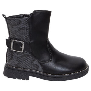 Bottines en simili cuir avec boucle fantaisie et empiècement serpent 