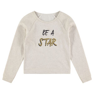 Junior - Sweat en molleton chiné avec message en sequins dorés 