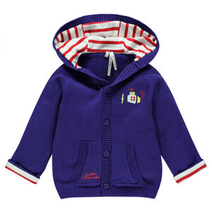 Gilet en tricot à capuche avec poisson brodé 