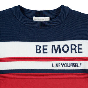 Junior - Pull en tricot ottoman avec inscriptions en jacquard 