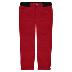 Pantalon en toile imitation molleton à taille élastiquée 