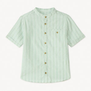 Chemise manches courtes rayée col mao garçon 