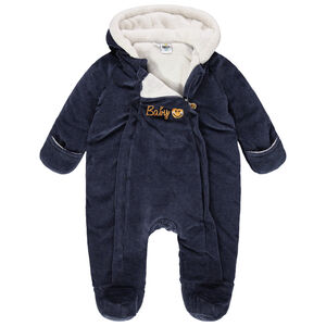 Combi-pilote en velours à capuche et broderies Smiley 